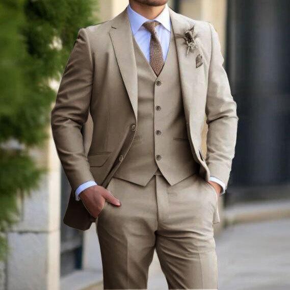 Completo a Tre Pezzi Business Casual da Uomo 2024 - Banchetto Nuziale dello Sposo Taglie Forti