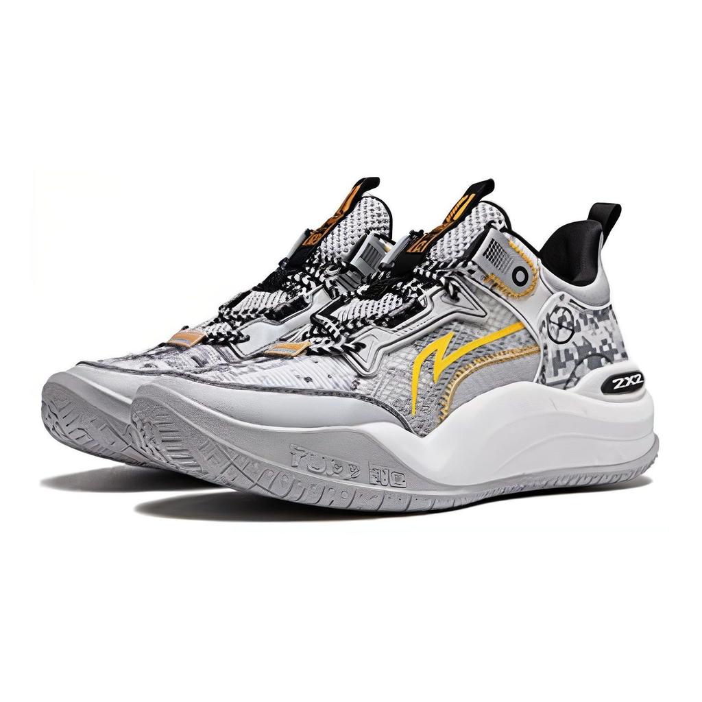 Li Ning Kids Territory V1 Light Foam Lace-Up Low-Top Basketball Shoes Kids Basketball Shoes Gray White YKBU048-1