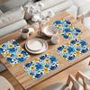 4 Stück Blumen-Tischsets Set aus 4 Blau-Gelben Blumen Aquarell Tischmatten Waschbare Platzmatten für Zuhause Party Küche Außenbereich
