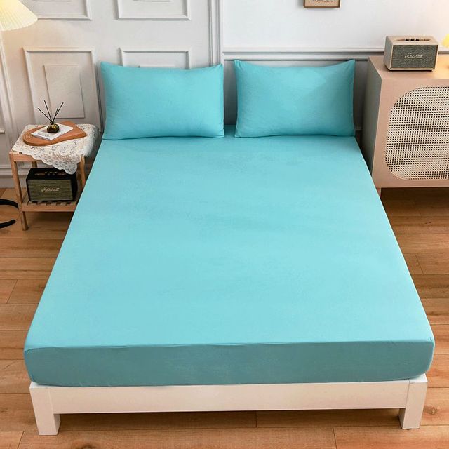 Solid Color Fitted Sheet Single And Double Bed Sheet Simple High -Grade Bed Sheets Soft Mattress Cover Sheet Protector