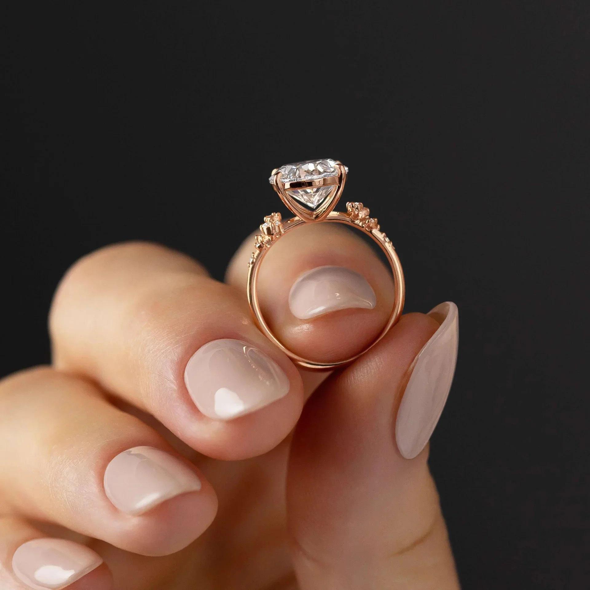 S925 Sterling Silver Egg-shaped Zircon Starry Sky Auction Ring, Women s Fashion European & American Style Index Finger Ring. Size 6 розового золота