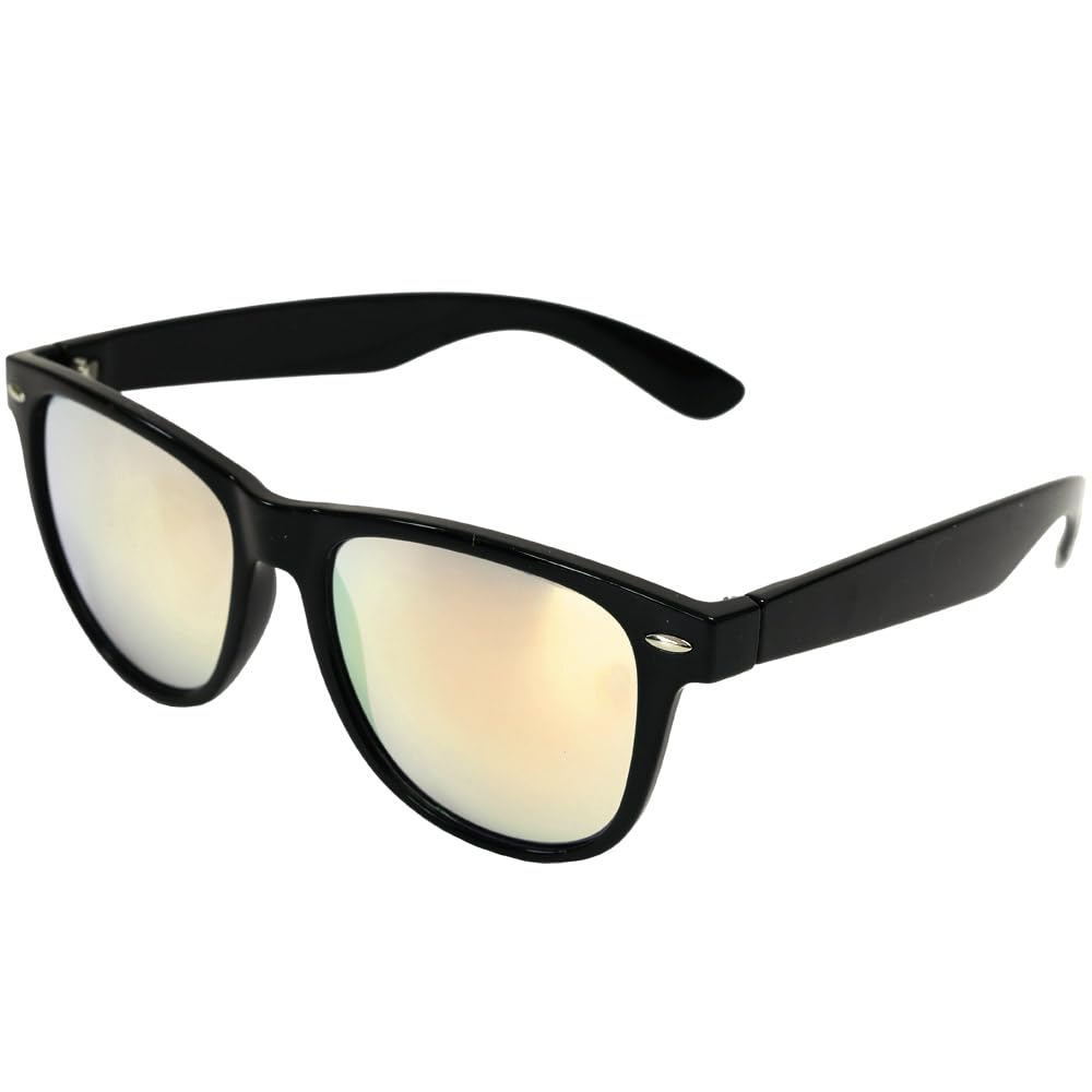 [FashionBerry] 2. Black x Yellow Mirror Sunglasses for Men, Wellington Style, 99% UV Protection, Lightweight Frame, UV Protection, Sports, Driving,
