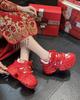 Sports dad shoes women's ins tide 2025 new small versatile 7.5CM foam thick-soled red casual wedding shoes