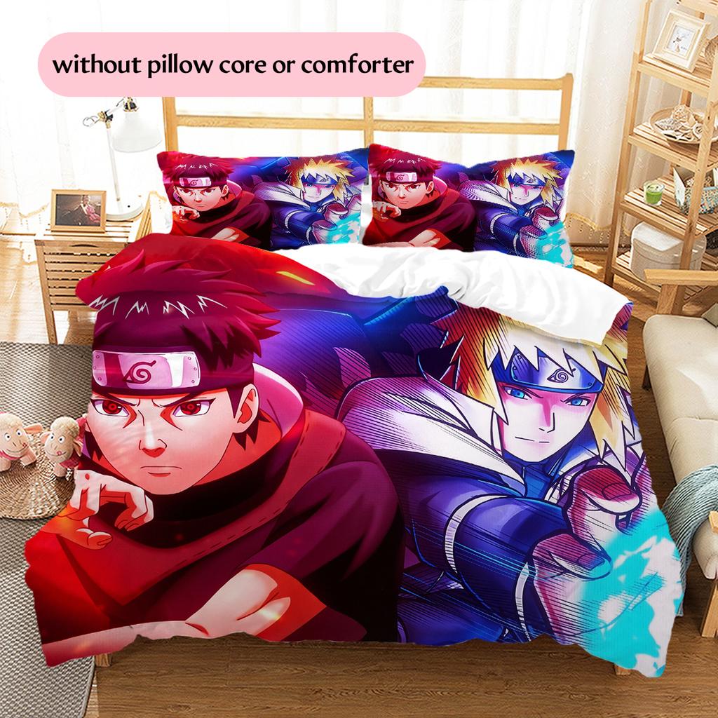 Naruto Character Pattern Bedding Home Decoration Birthday Gift (1 * Duvet Cover + 2 * Pillowcase, Without Core)