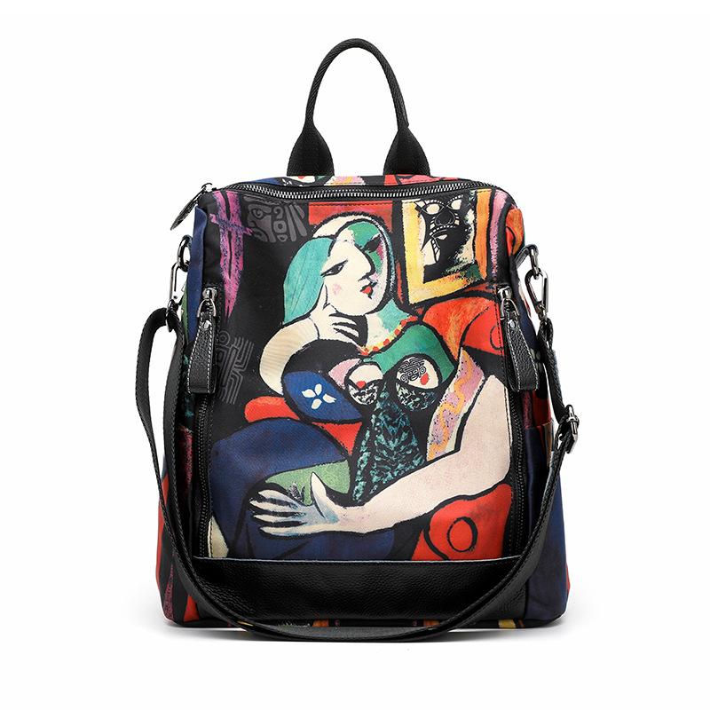 Backpack Women's Ethnic Style Printed Single Shoulder Crossbody Bag Simple and Lightweight Travel Backpack