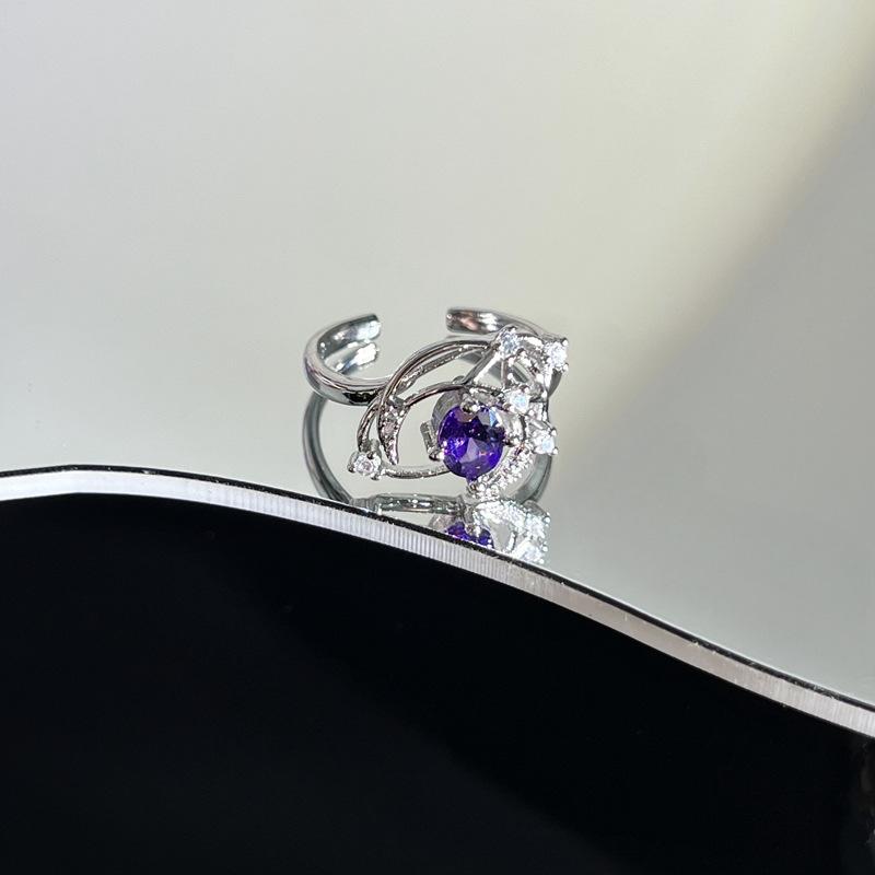 Hot Selling Classic Purple Stainless Steel Rings for Women's Exquisite Advanced Sense Light Luxury Sweet Cool Niche
