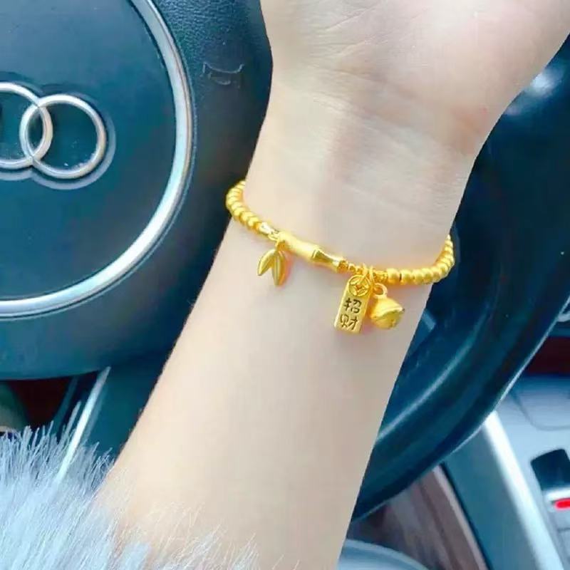 Bamboo Bracelet Women Step By Step To Attract Wealth Nafu Bell Sand Gold Plum Blossom Bead Bracelet