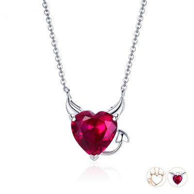 Nieuwe collectie 100% 925 sterling zilver rode zirkoon kleine duivel ketting hanger voor vrouwen mode zilveren sieraden
