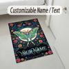 Moonlit Moth Garden Theme Soft Crystal Velvet Rug Custom Name & Text Print Non Slip Floor Rug for Bedroom Living Room