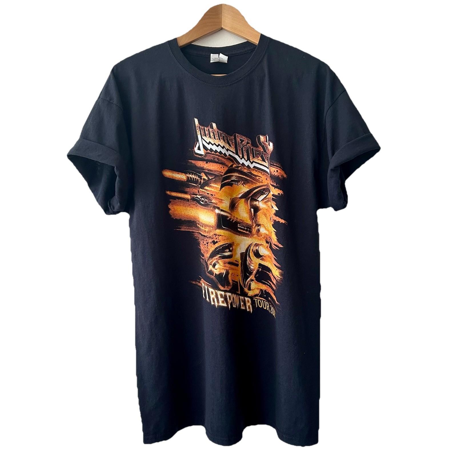 Judas Priest Firepower Tour 2018 T-shirt Poly Cotton Black Mens Unisex Size XL XXXXL