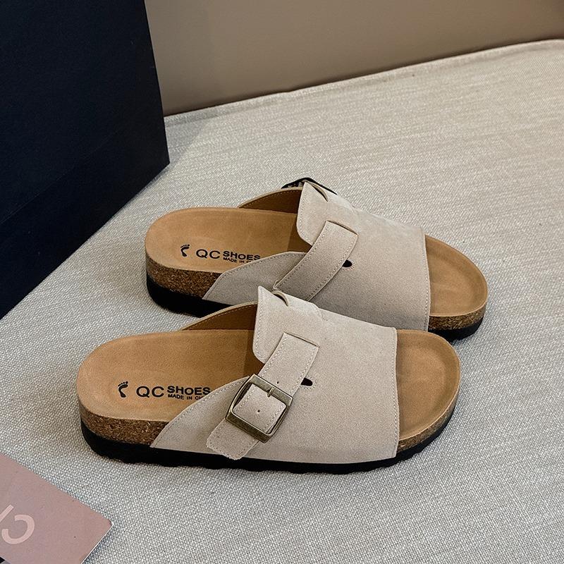 New Women's Suede Clogs Classic Cork Slippers Leather Mules Men Cork Footbed Sandals Comfort Beach Shoes with Arch Support