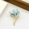 Magnolia Flower Brooch Zinc Alloy Faux Pearl Flower Lapel Pin Sweater Cardigan Coat Business Suit Decoration Men Women Clothing Accessories