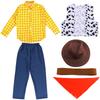 SCLYX Men's Cowboy Cosplay Costume with Hat and Bust, Adult Woody Costume, Top and Bottom Set, Toy Story, Halloween, EventParty Costume, #21185