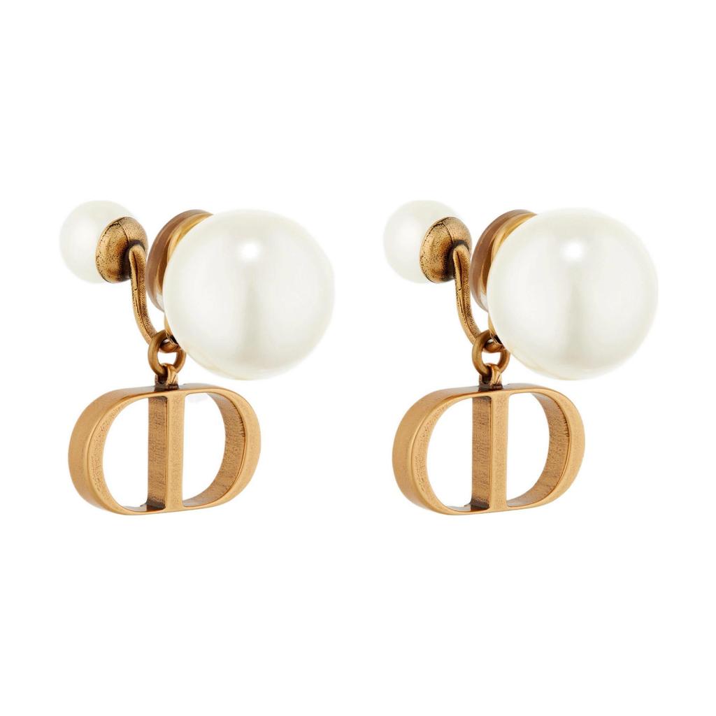 Dior Tribales Vintage Clip-On Metal Resin Pearl Earrings Women earrings Gold E2073WOMRS-D908