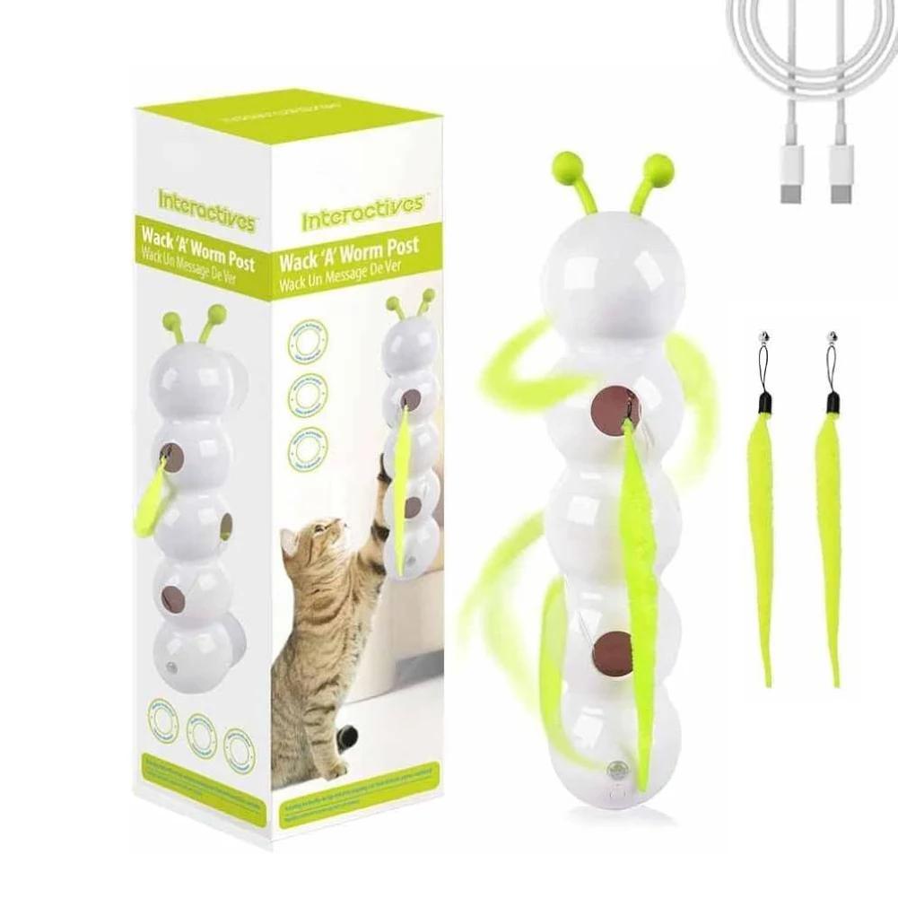 Caterpillar Interactive Cat Toy Motion Activated Teasing Cat Toy Rechargeable Automatic Cat Toy with Tail for Bored Indoor Cats