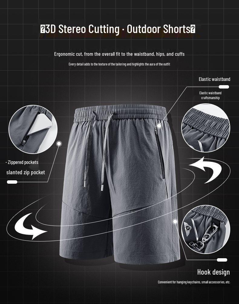 Men's Quick-Dry Ice Silk Sports Shorts - Summer Casual Fitness Capris for Running & Beach