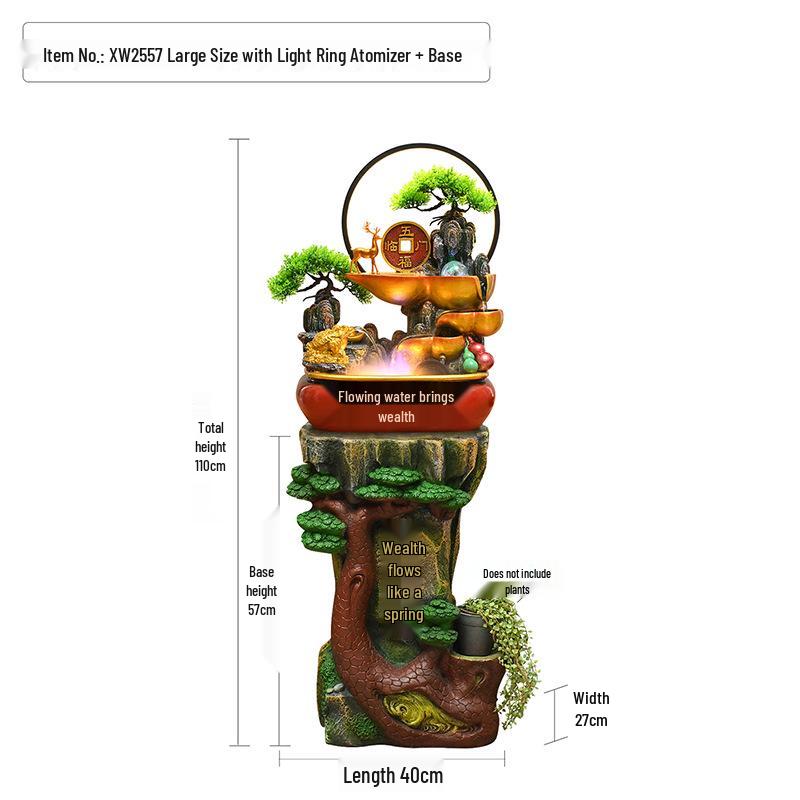 Feng Shui Wealth-Attracting Desktop Fountain with Treasure Bowl - Ideal for Home, Office, Shop Decoration.