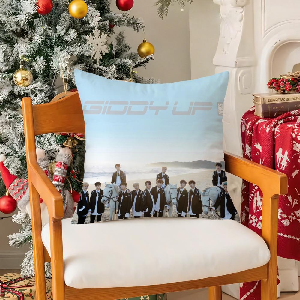 Kpop T-the B-boyz Pillow Case Silky Short Plush with Invisible Zipper Dustproof Sofa Cushion Cover for Home Decor