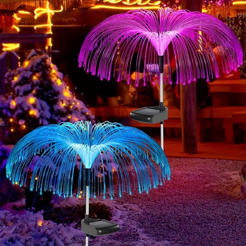 Solar LED Fiber Optic Jellyfish Lamp - Seven-Color Outdoor Double-Layer Courtyard Light