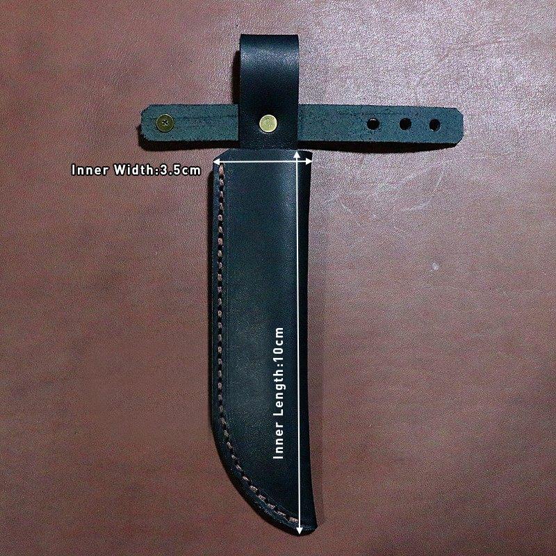3.5cm Inner Width Top Layer Cow Leather Straight Knife Sheath Fixed Blade Scabbard Cover Storage Bag with Buckle Pants