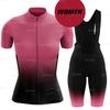 Abbigliamento da Ciclismo da Donna Nuovo Rosa Estate Maglia da Ciclismo Maniche Corte Set Pantaloncini con Bretelle 19D Donna Traspirante Abbigliamento da Bici