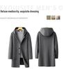 Men's Mid-Length Wool Hooded Coat, 2025 Winter Collection, Double-Sided Design, Thickened Windbreaker Jacket.