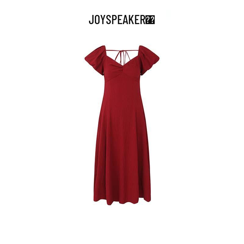 JOY SPEAKER 2025 Summer Elegant Square Neck Sleeveless A-line Midi Dress