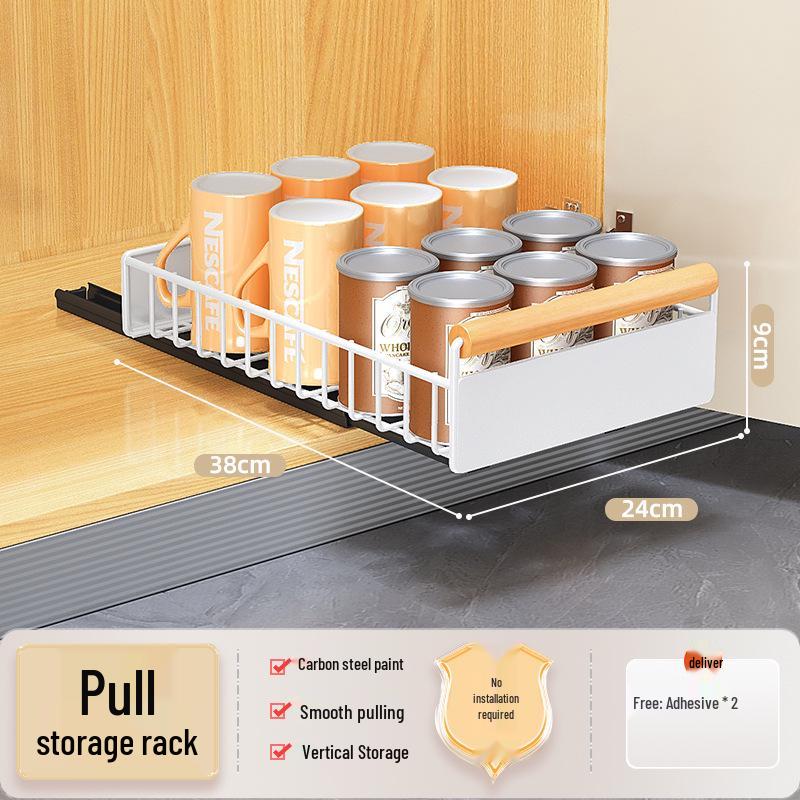 Under-Sink Pull-Out Cabinet Storage Organizer for Dishes and Bowls