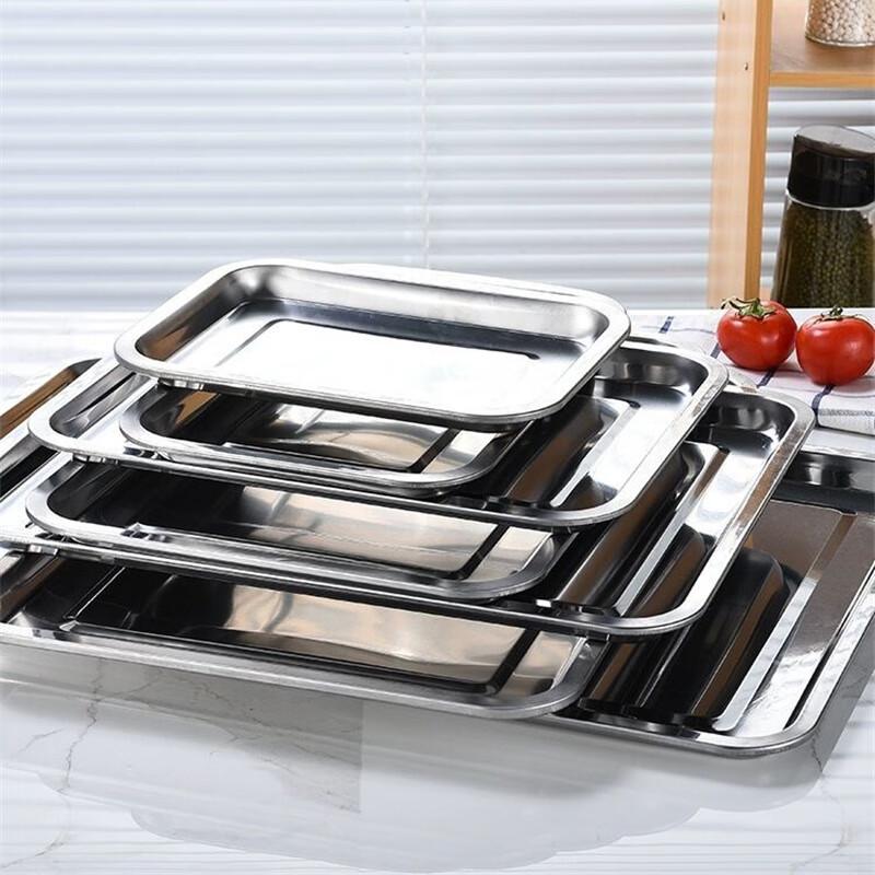 Stainless Steel Rectangular Serving Tray, 8-Pack