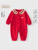 Red New Year Jumpsuit for Baby - Festive First Birthday and 100-Day Celebration Outfit