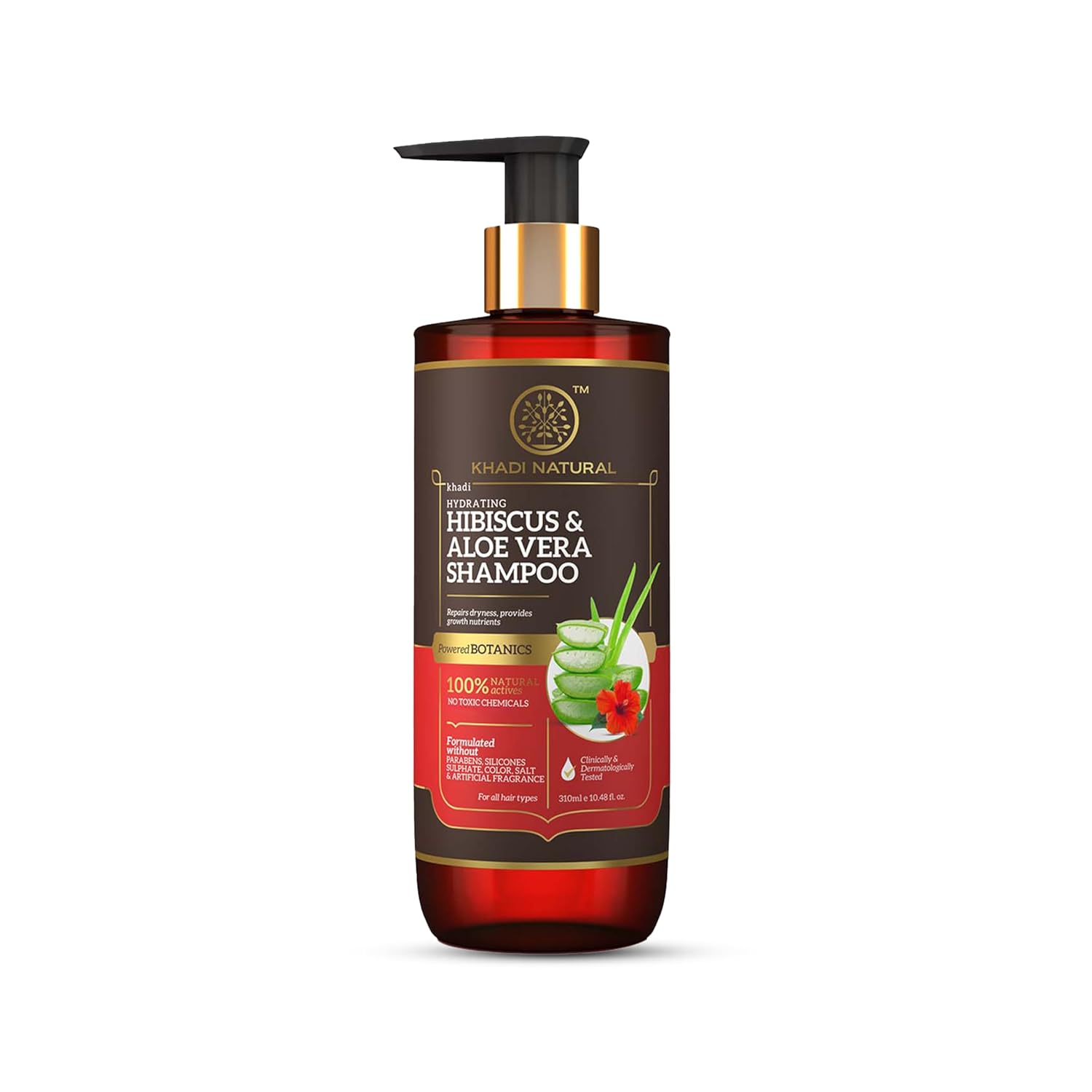 Khadi Natural Hibiscus & Aloe Vera Shampoo 310ml Pack Hair Strengthening Frizz Control All Hair Types