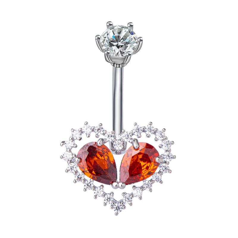 Einfache Herz Bauchnabelringe Glänzender Zirkon Nabelpiercing Hantel Für Frauen Bauchnabelring Strand Körperschmuck Geschenke
