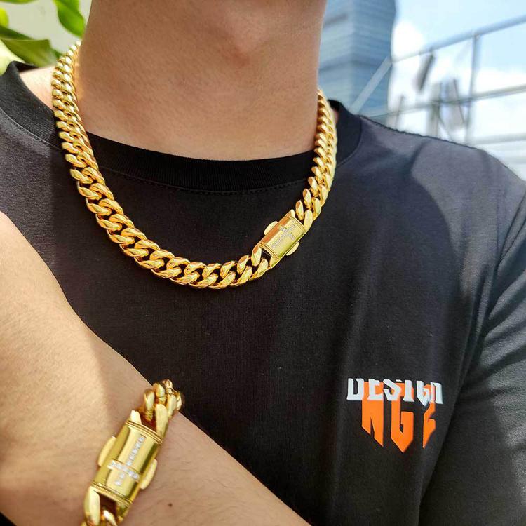 Vīriešu ķēde Zelta Smaga 12MM 18k