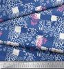 Soimoi Purple Japan Crepe Satin Fabric Brush Stroke & Leopard Animal Skin Printed Fabric 1 Metre 42 Inch