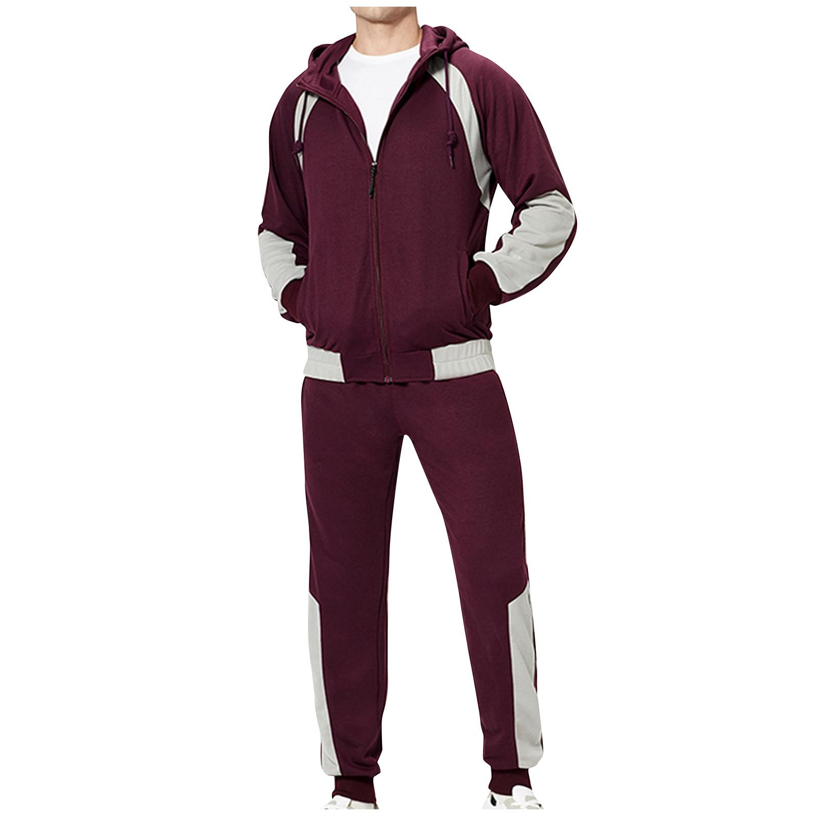 

Мужская спортивная одежда с капюшоном, двухсекционное пальто с капюшоном и длинными рукавами + спортивный костюм M винный