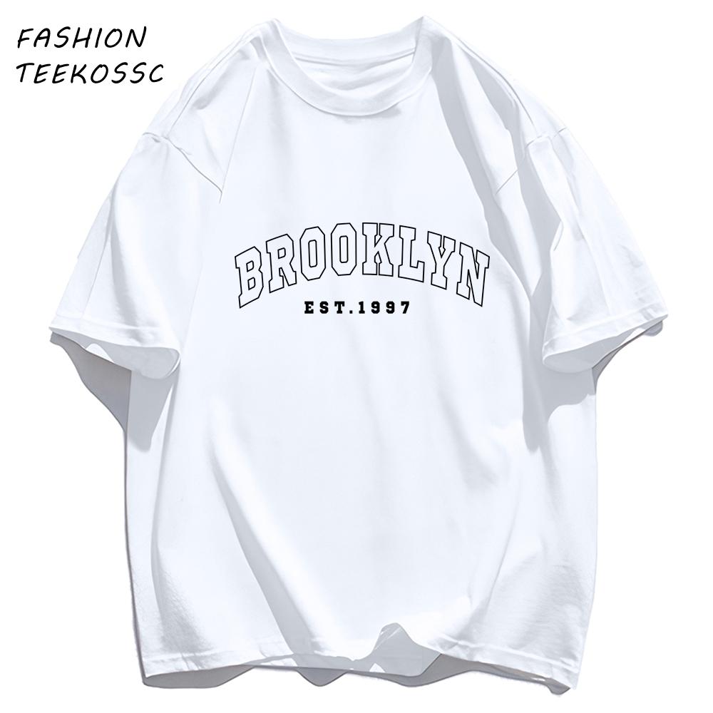 Brooklyn Est 1997 City Usa Printing Men TShirt Summer Casual T Shirts AllMatch Crewneck Tops Oversized Soft Streetwear