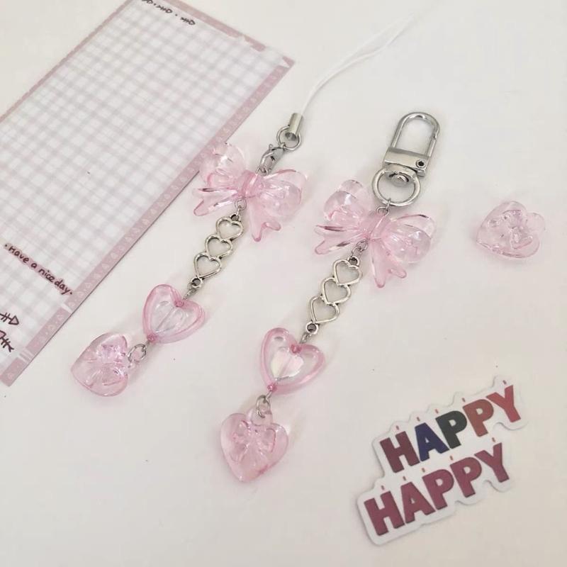 Beautiful Beaded Phone Charm Butterfly Chain Keychain Fashion Accessory Bag Pendant Keyring for Phones and Backpacks