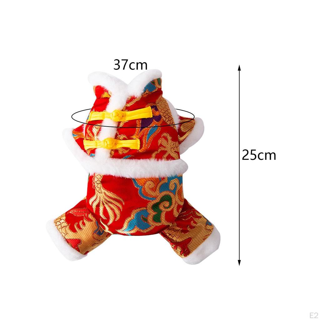 Chinese Year Dog Costume Tang Pet Knot Buttons Coat for Cats Holiday
