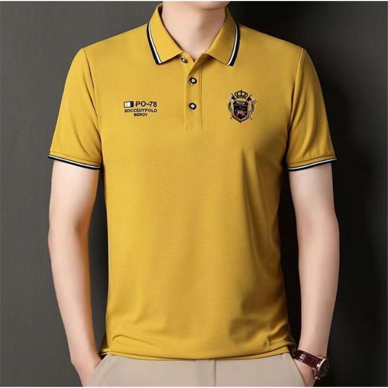 Men's Embroidered Non-iron Polo Shirt Summer Short-sleeved Top