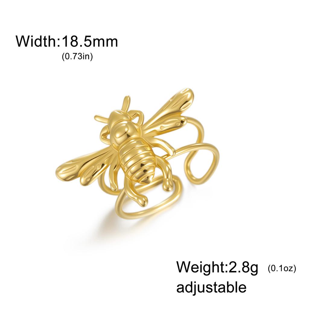 Cazador Stainless Steel Honeybee Adjustable Rings for Women Gold Plated Finger Rings Insect Jewelry Birthday Gift Wholesale 2026