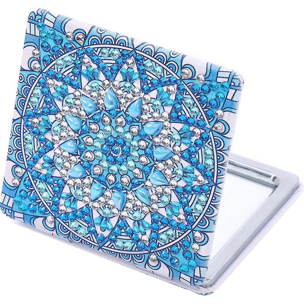 DIY Diamond Painting Makeup Mirror Pocket Mirror Double Side Ultra-thin Mini Makeup Mirror Mandala Pattern for Adult and
