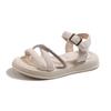 Girls' Sandals 2024 Summer New Children Fashion Versatile Beach Shoes Little Girl Sweet Casual Princess Shoes with Shiny Diamond