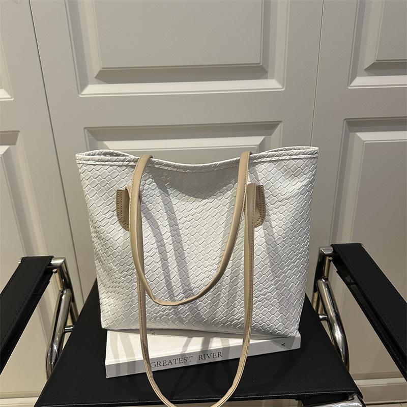 Tote Bag Woven Large-capacity Handbag, Women's 2025 Autumn New Simple Underarm Texture Shoulder Bag