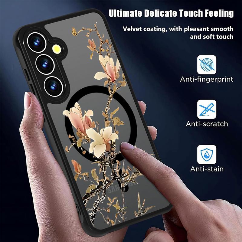Cute Little Flower Pattern Magnetic Phone Case For Samsung Galaxy S26 S24 S23 Ultra S25 FE S22 Plus S25 Edge For Magsafe Cover