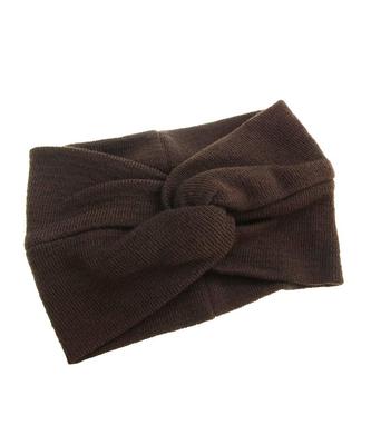 VINGTAINE Plain Wide Knit Mature Brown Headband, Turban, Casual, Style, HB-107-BR -