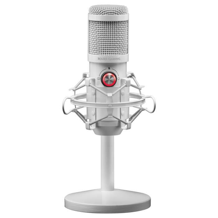 Microphone Studio - Mars Gaming - MMICX - Blanc - USB Plug &amp; Play - Haute Définition
