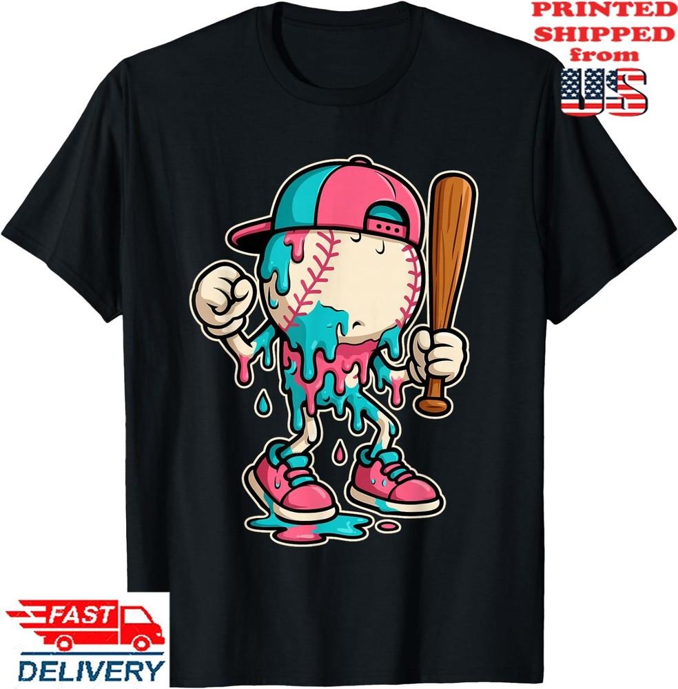 Baseball Drip for Boys Ice Cream Drip Baseball  T-Shirt, Unisex Tee Unisex T-Shirt XXXL