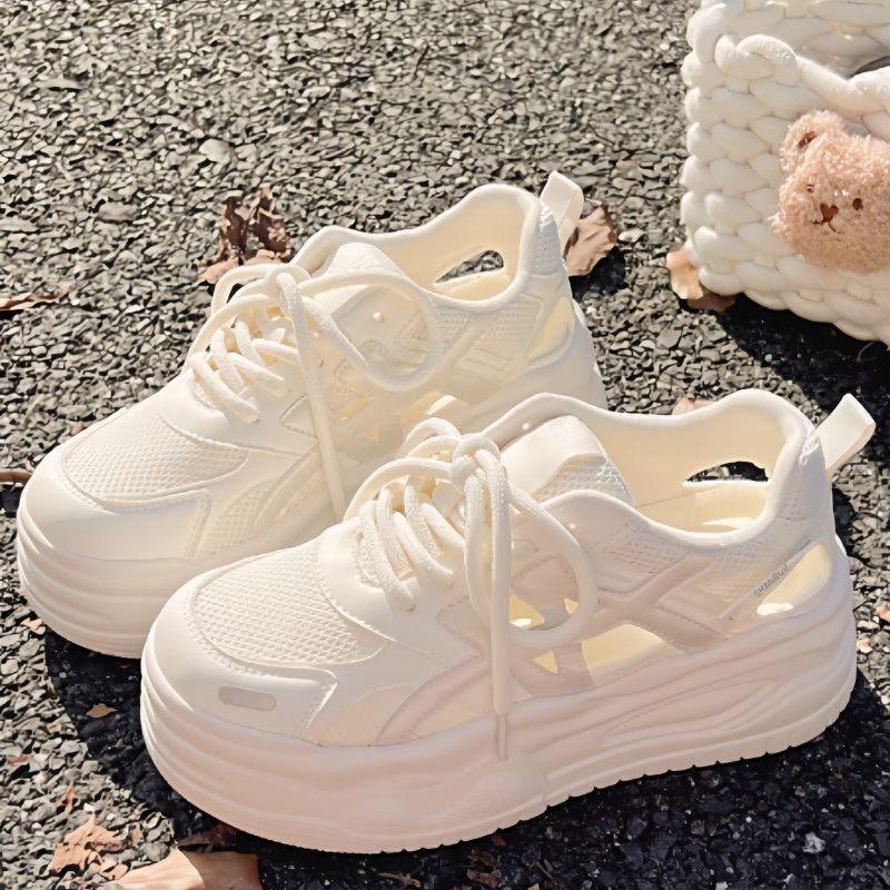 Women S Summer Breathable Casual Sneakers White Platform Shoes For Skirts