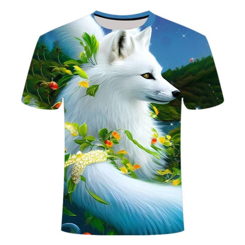 2024 Summer New 3D Digital Printed Fox Pattern Series Short Sleeve, Casual Fashion Trendy T-shirt
