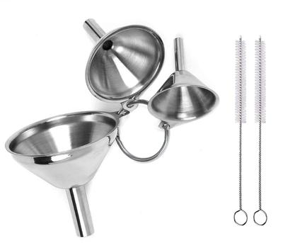 3Pcs Stainless Steel Kitchen Funnel Set Food Grade Metal Funnel with Cleaning Brush Small Funnel for Filling Bottles